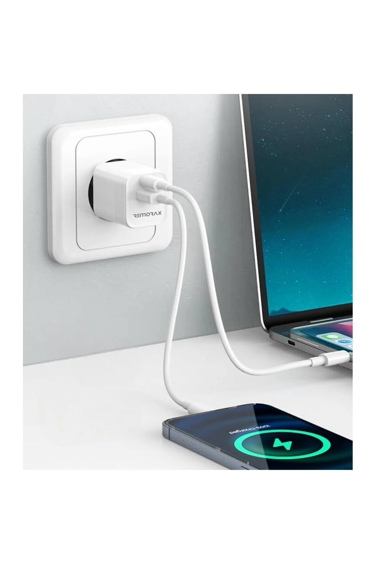 Qbic PD 30Watt GaN Hızlı Şarj Aleti, A + C Girişli, Beyaz Qbic PD 30Watt GaN Hızlı Şarj Aleti, A + C Girişli, Beyaz