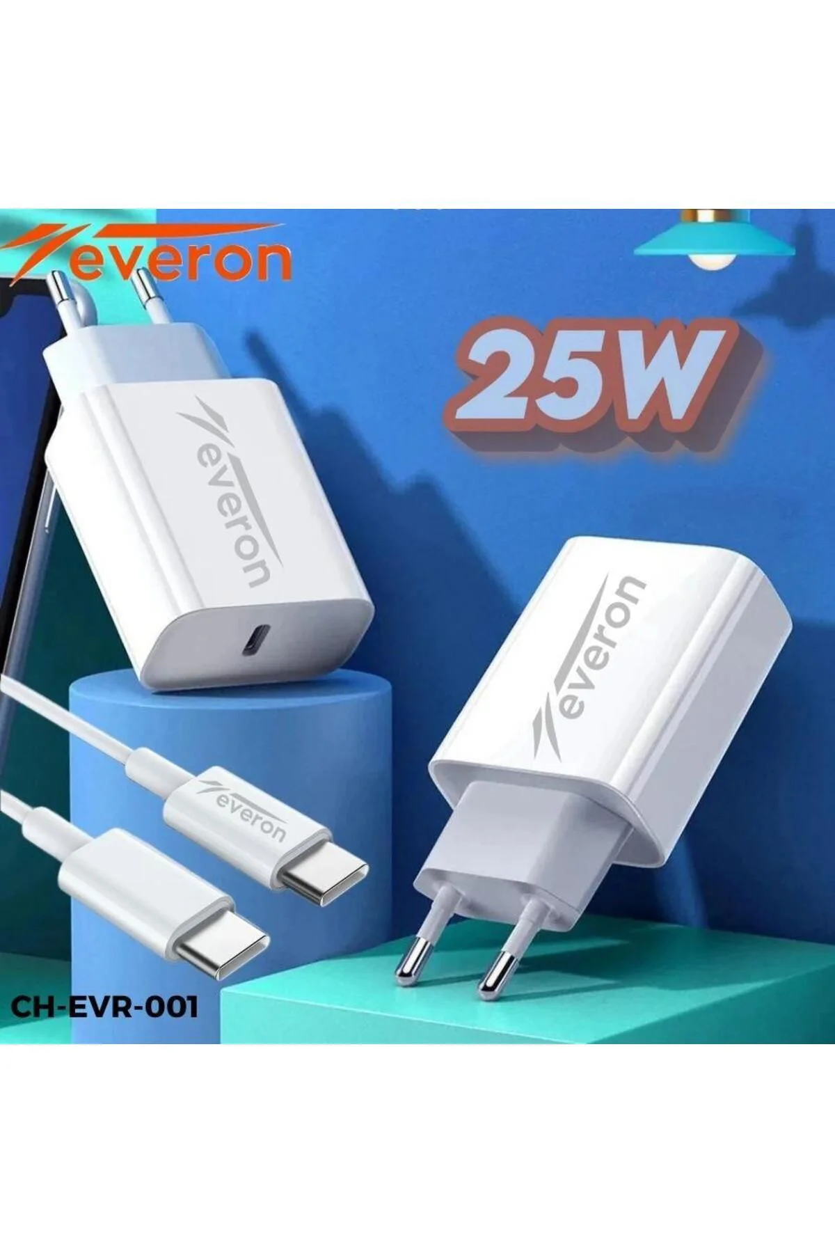 Q.c 3.4 Amper 25w Type To Type C Şarj Aleti Evr-002