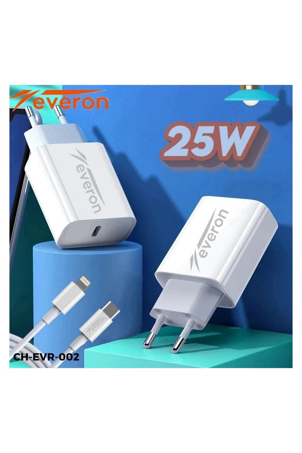 Q.c 3.4 Amper 25w Type To Lightning Şarj Aleti Evr-002