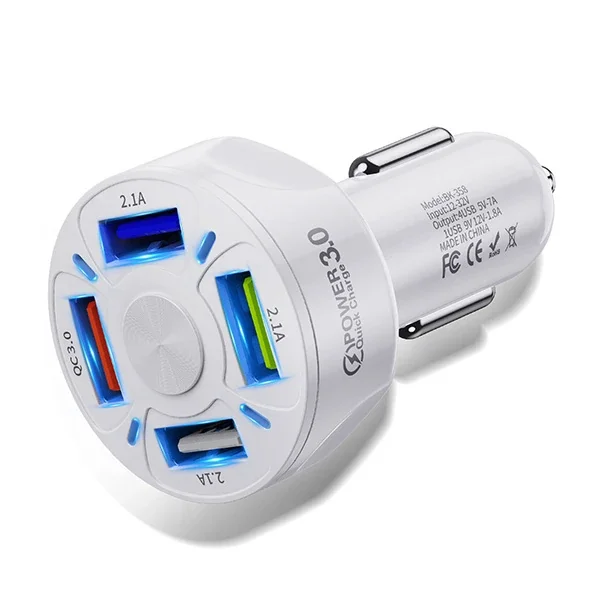 QC3.0 4 Portlu Çoklu USB Araç Şarj Aleti - Hızlı ve Güvenli Şarj