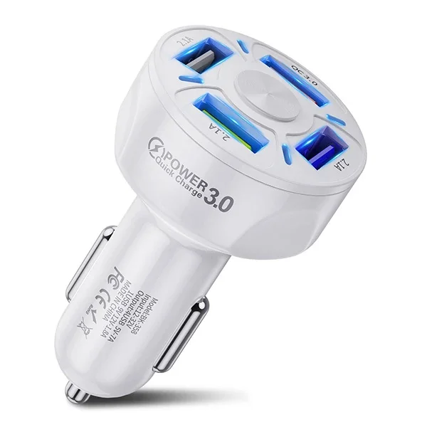 QC3.0 4 Portlu Çoklu USB Araç Şarj Aleti - Hızlı ve Güvenli Şarj