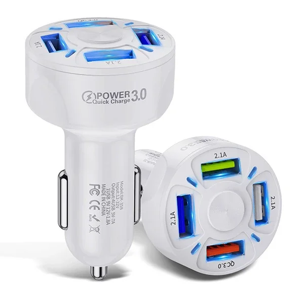 QC3.0 4 Portlu Çoklu USB Araç Şarj Aleti - Hızlı ve Güvenli Şarj