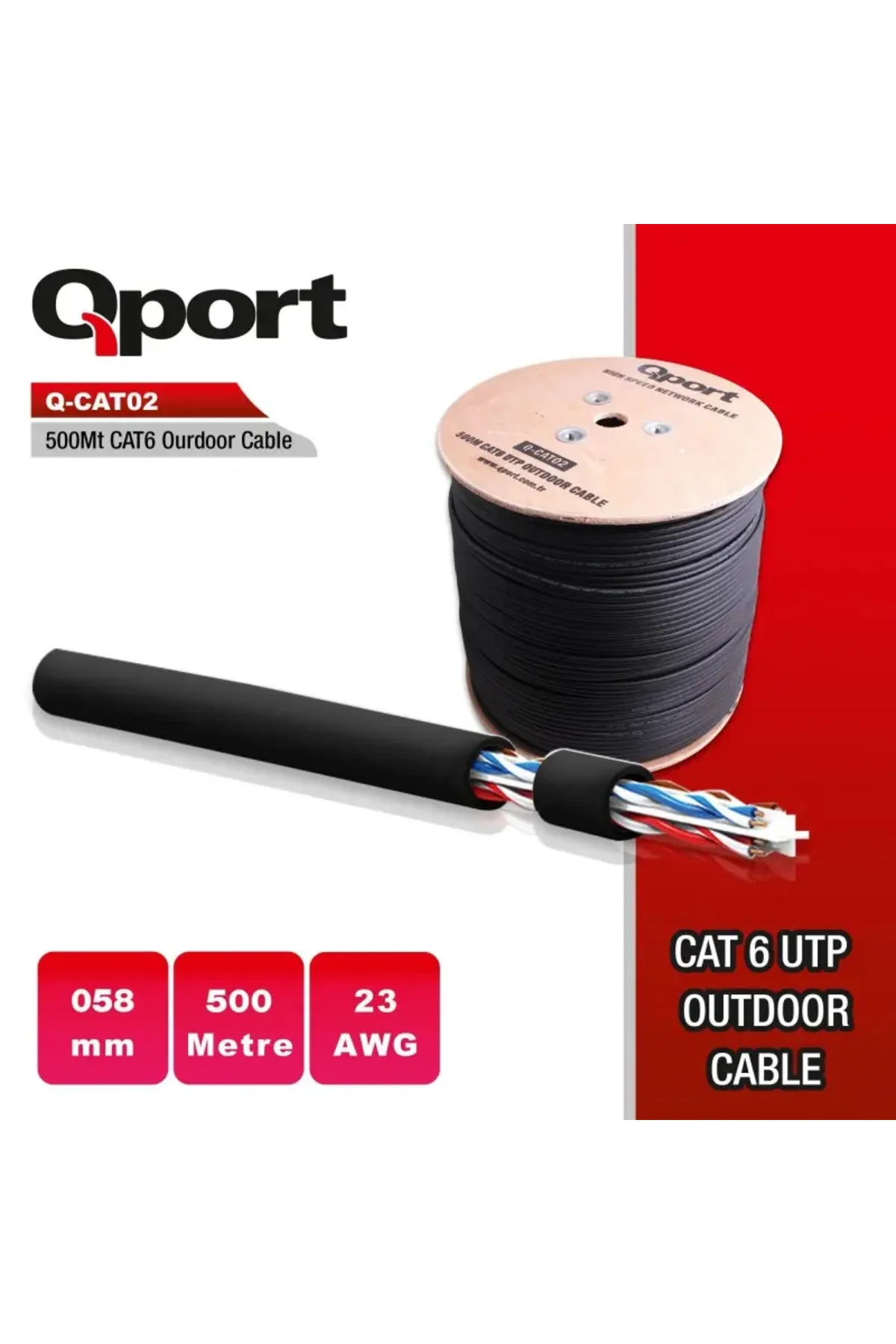 Qport Q-Cato2 Cat6 23 Awg Utp 500M Kablo