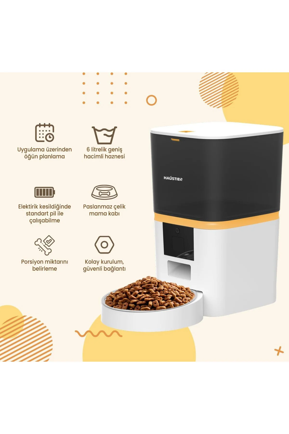 QQ003-V2 Akıllı Kedi Köpek Otomatik Mama Kabı, Tuya App-Wifi Uzaktan Kontrol, 6lt Hazn