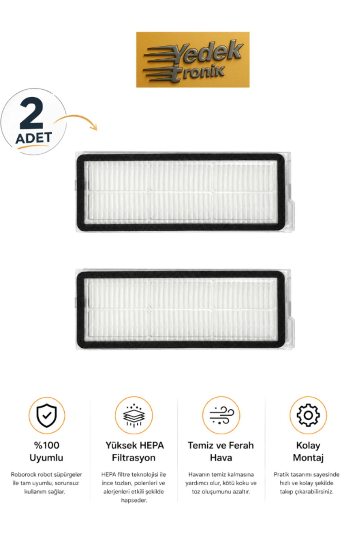 QRevo Curv / QRevo Curv 5A1 / QRevo Curv Edge 5V1 Uyumlu 2’li HEPA Filtre | Robot Süpürge Yedek Parça