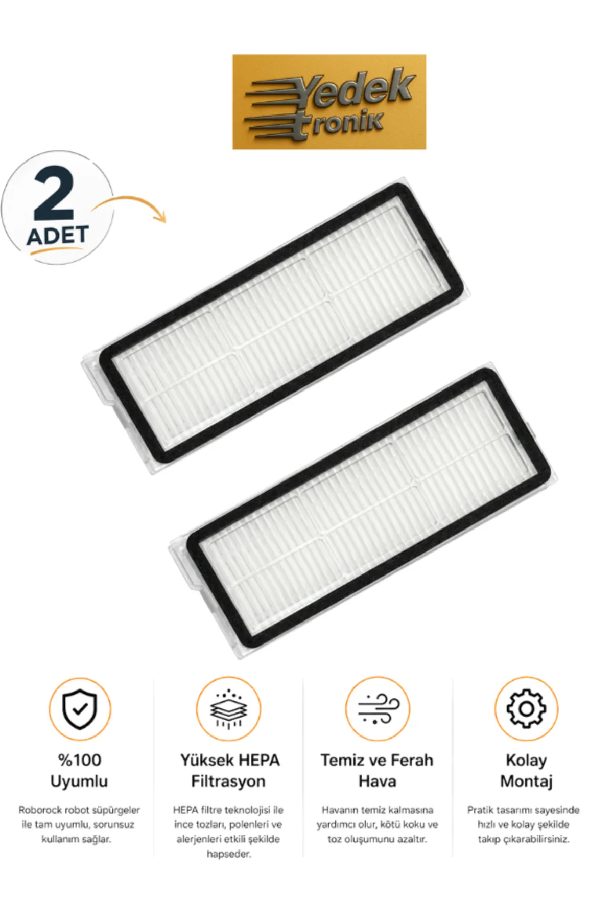 QRevo Curv / QRevo Curv 5A1 / QRevo Curv Edge 5V1 Uyumlu 2’li HEPA Filtre | Robot Süpürge Yedek Parça