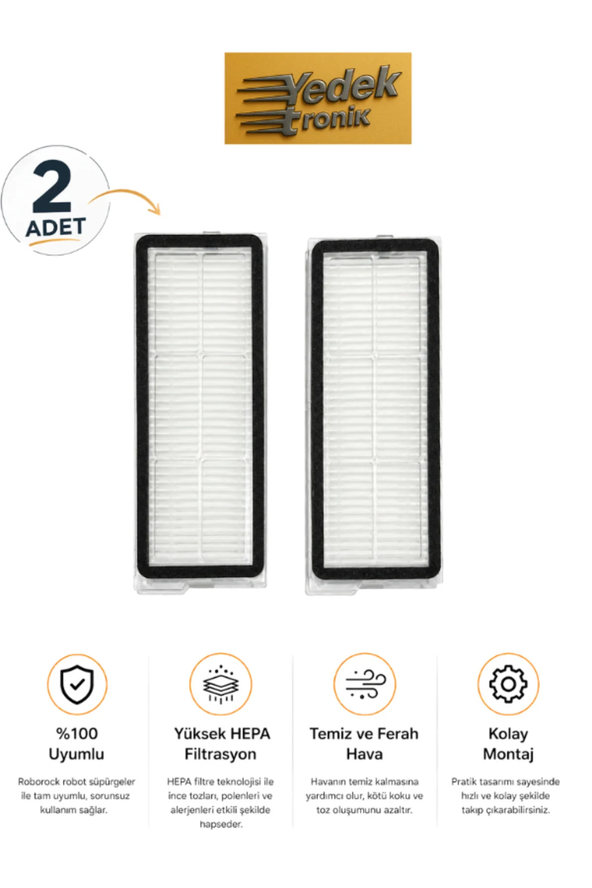 QRevo Curv / QRevo Curv 5A1 / QRevo Curv Edge 5V1 Uyumlu 2’li HEPA Filtre | Robot Süpürge Yedek Parça