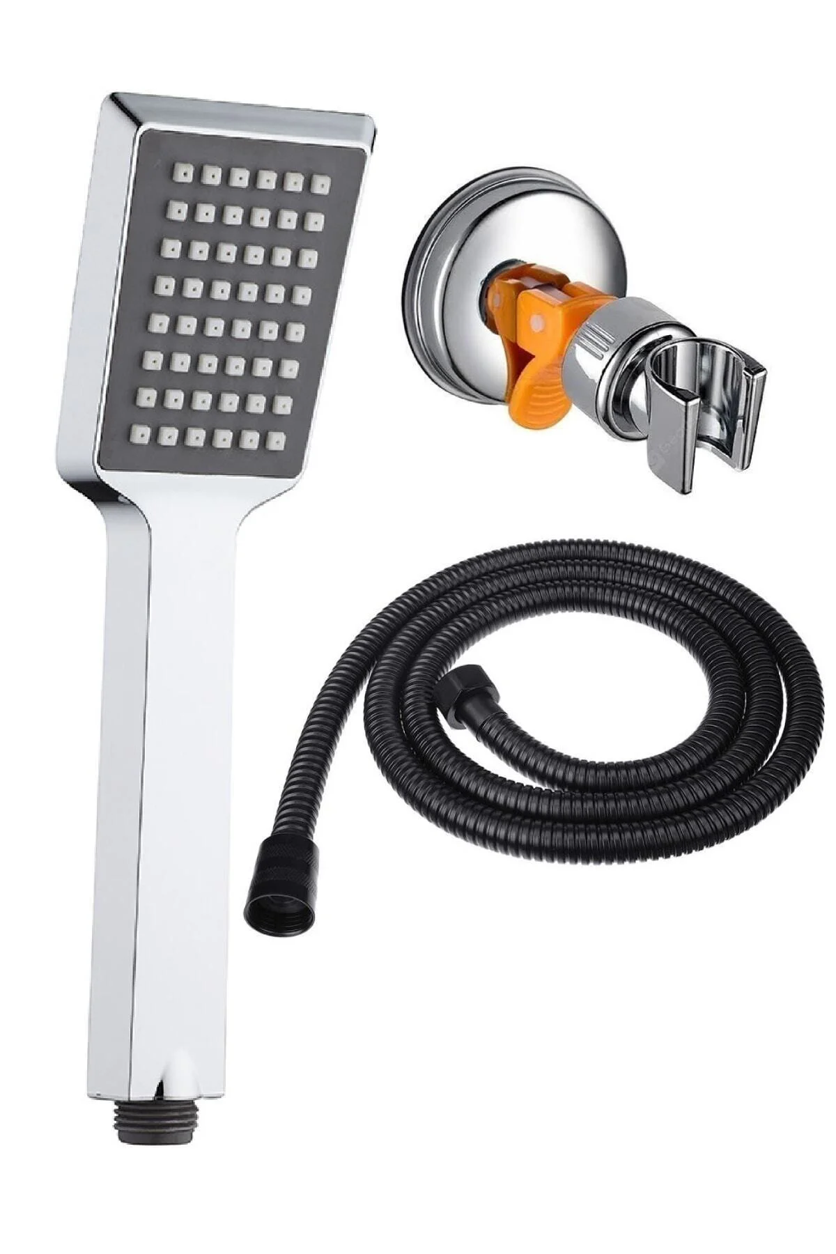 Quadro Duş Başlığı+ Siyah Duş Hortumu + Vakumlu Mafsal Duş Takımı Duş Seti Quadro Duş Başlığı+ Siyah Duş Hortumu + Vakumlu Mafsal Duş Takımı Duş Seti