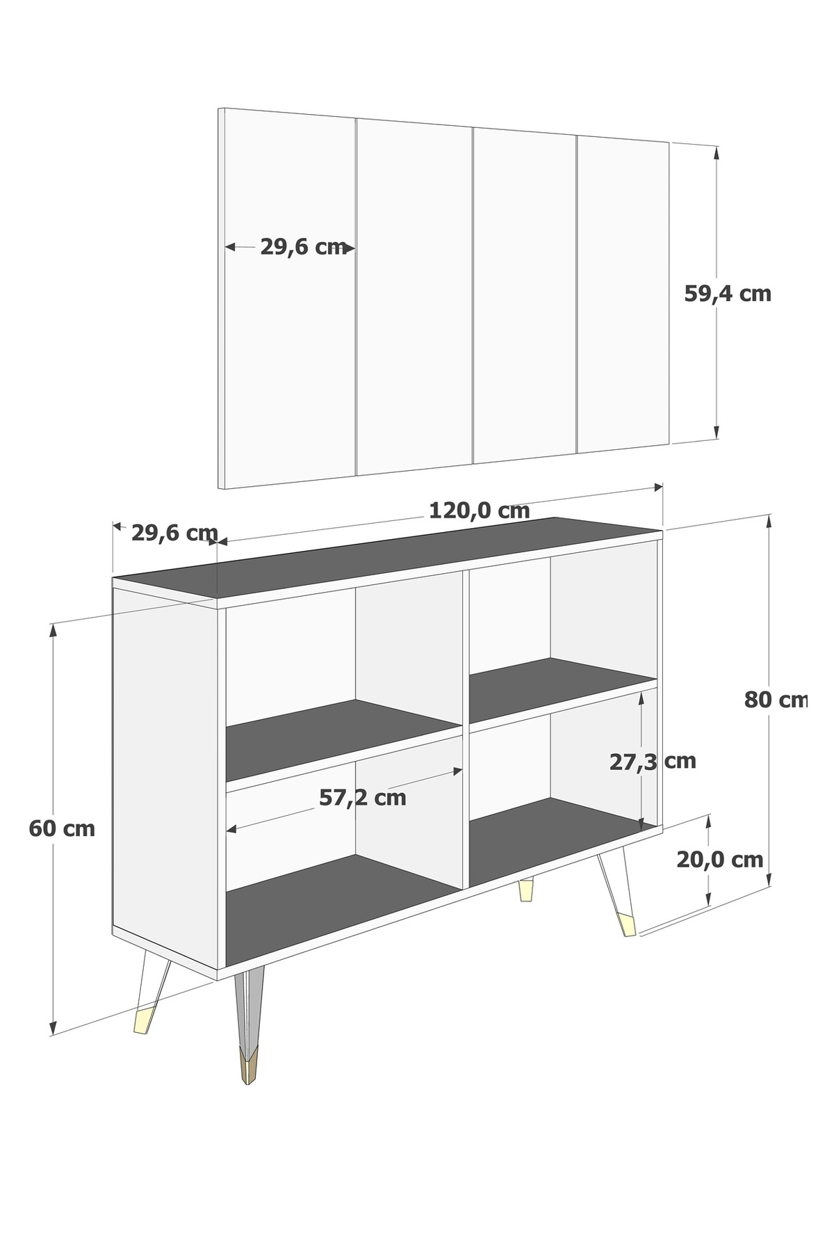 Cantek Dizayn Quartct (Km120) Konsol , Çok Amaçli Dolap, Antrasit-Gümüş (Ramada