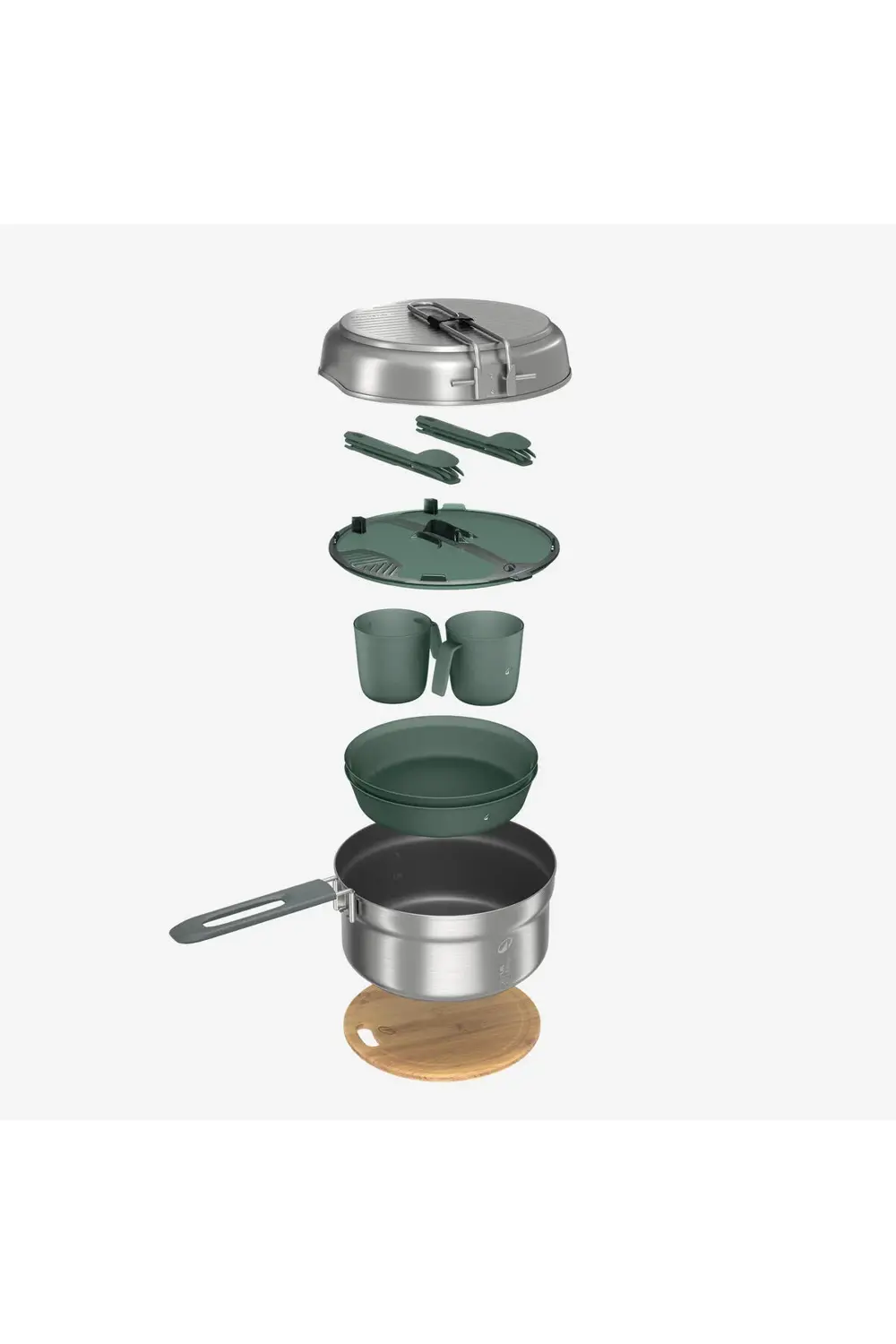 Quechua Outdoor Yemek Seti - 2 Kişilik - Paslanmaz Çelik - Yapışm