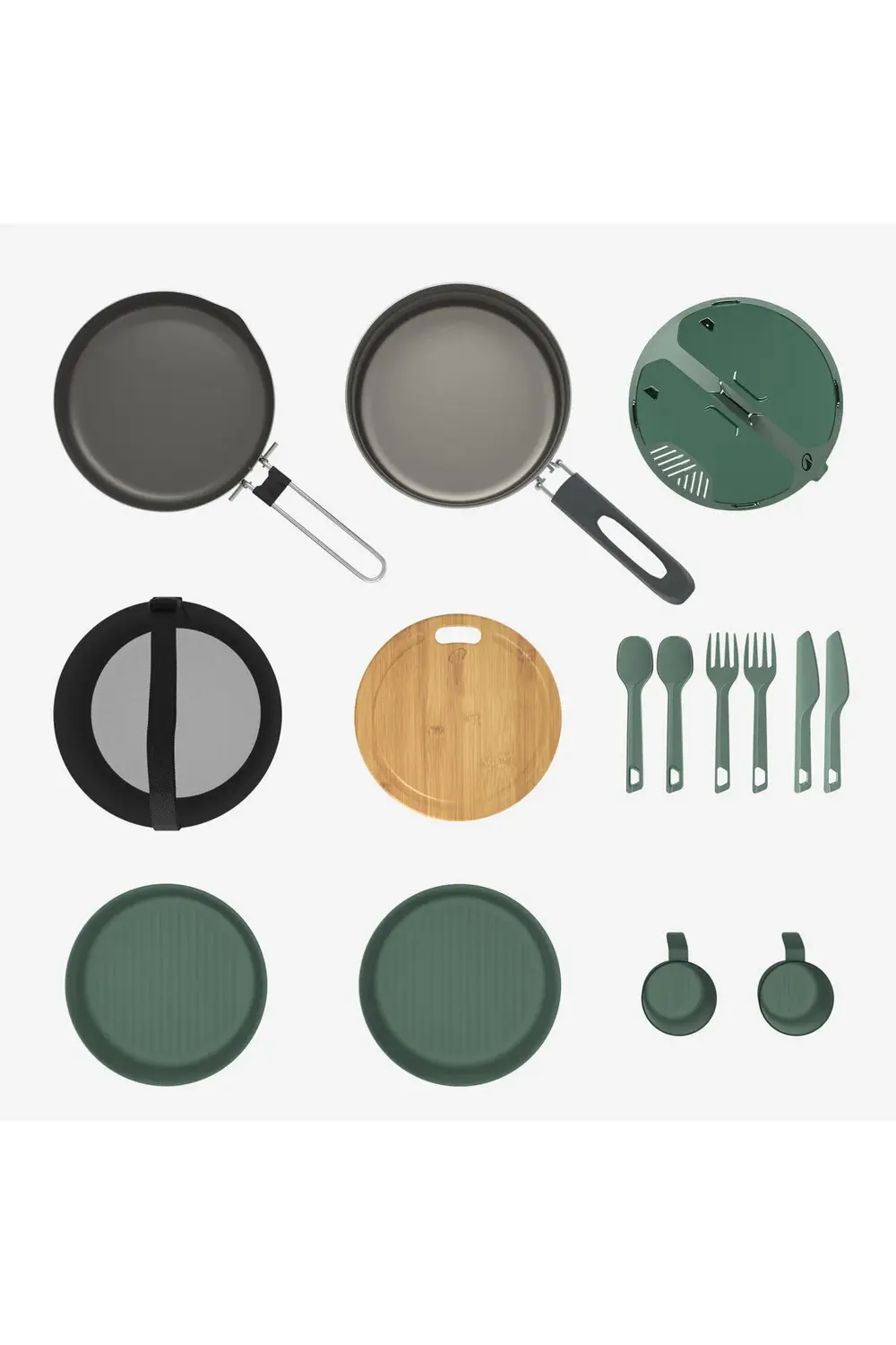 Quechua Outdoor Yemek Seti - 2 Kişilik - Paslanmaz Çelik - Yapışm