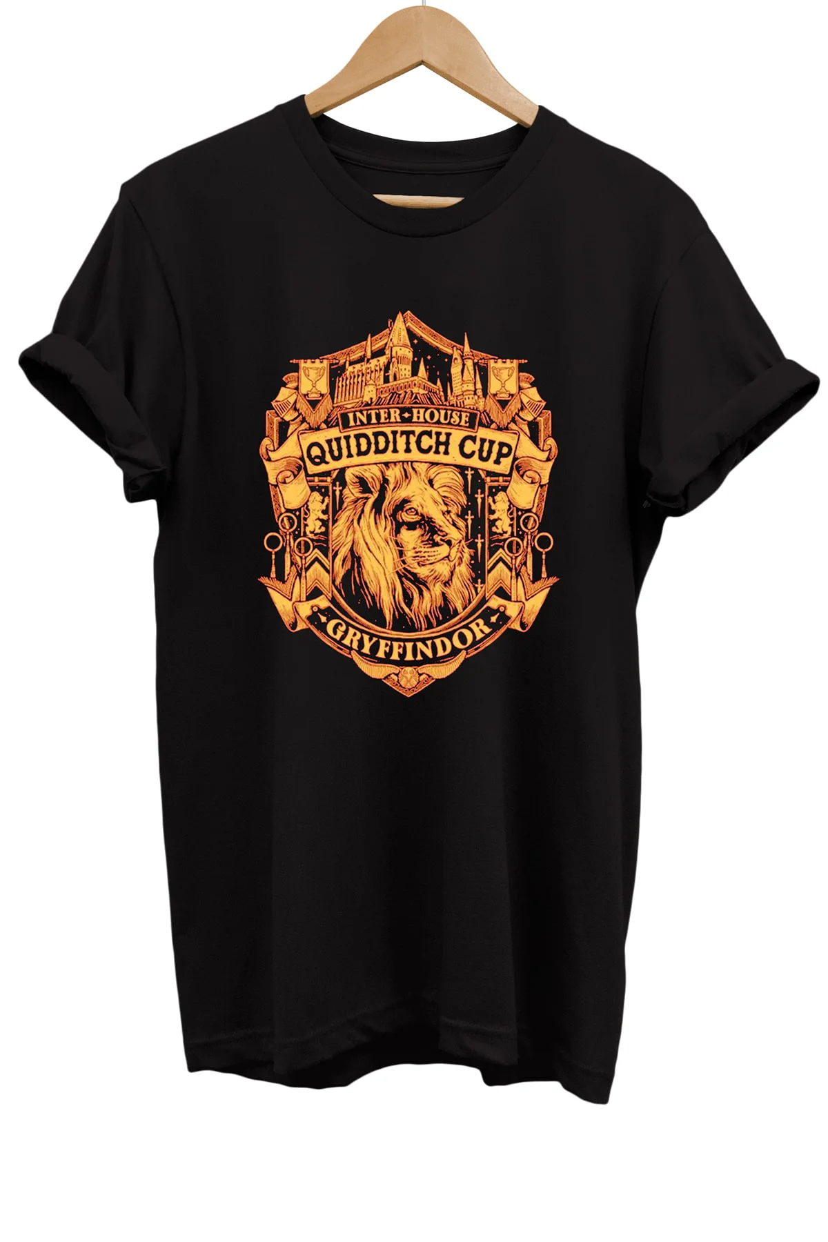 Quidditch Gryffindor Baskılı %100 Pamuk Basic T-shirt Normal Bede