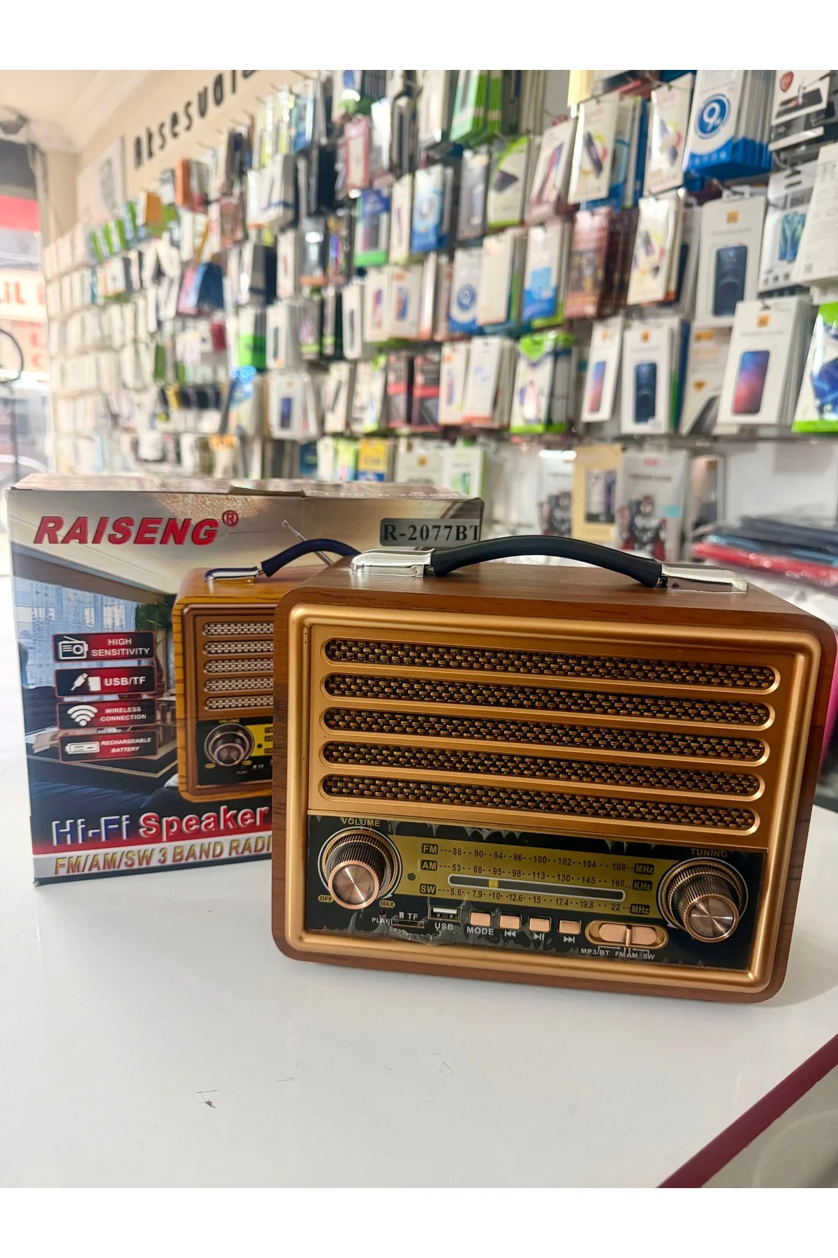 R-2077BT çok fonksiyonlu akülü Am/fm Bt hoparlör radyo taşınabili