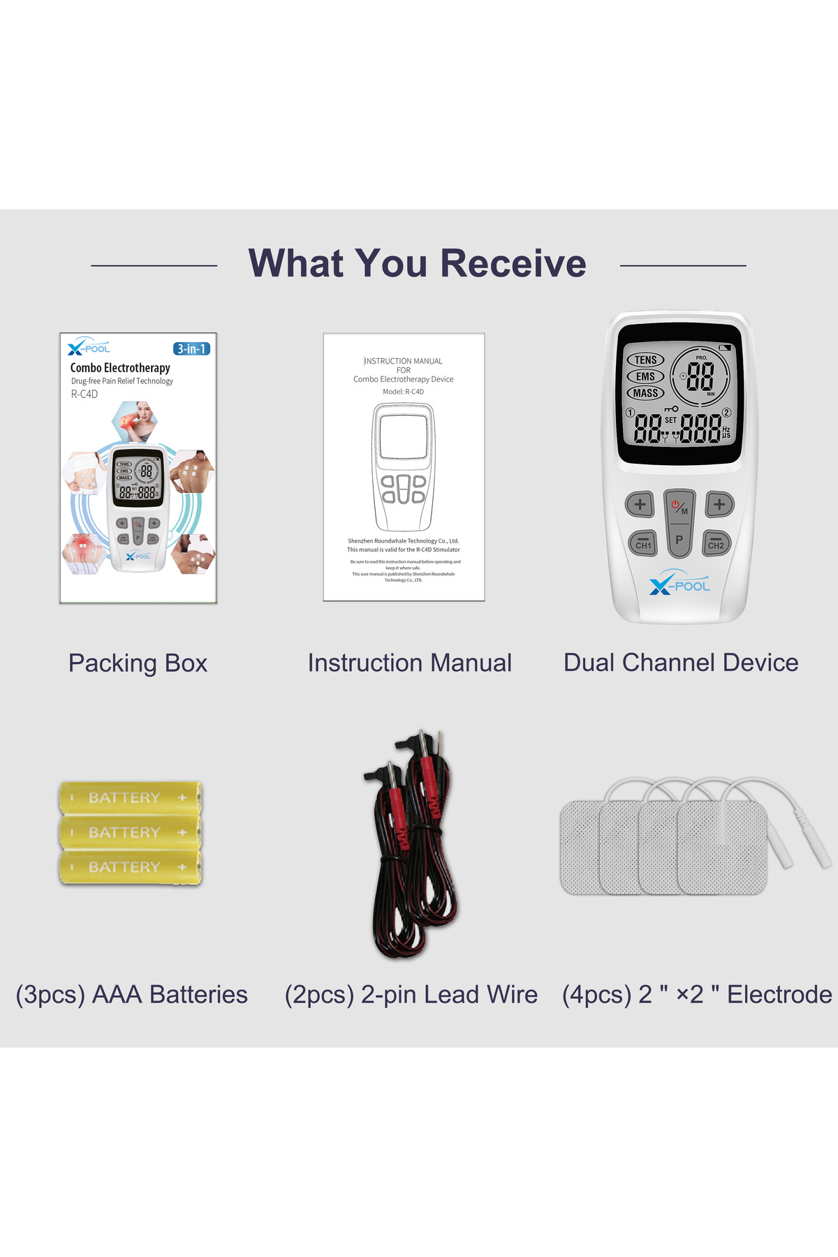 X Pool , R-C4d Portatif Dijital Tens,Ems,Masaj Fizik Tedavi Cihazı