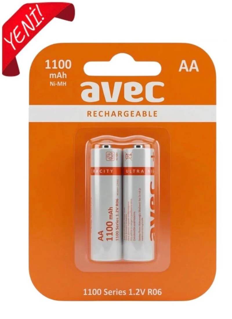 R06   Avec AA Şarjlı Kalem Pil 1100mAh 2li