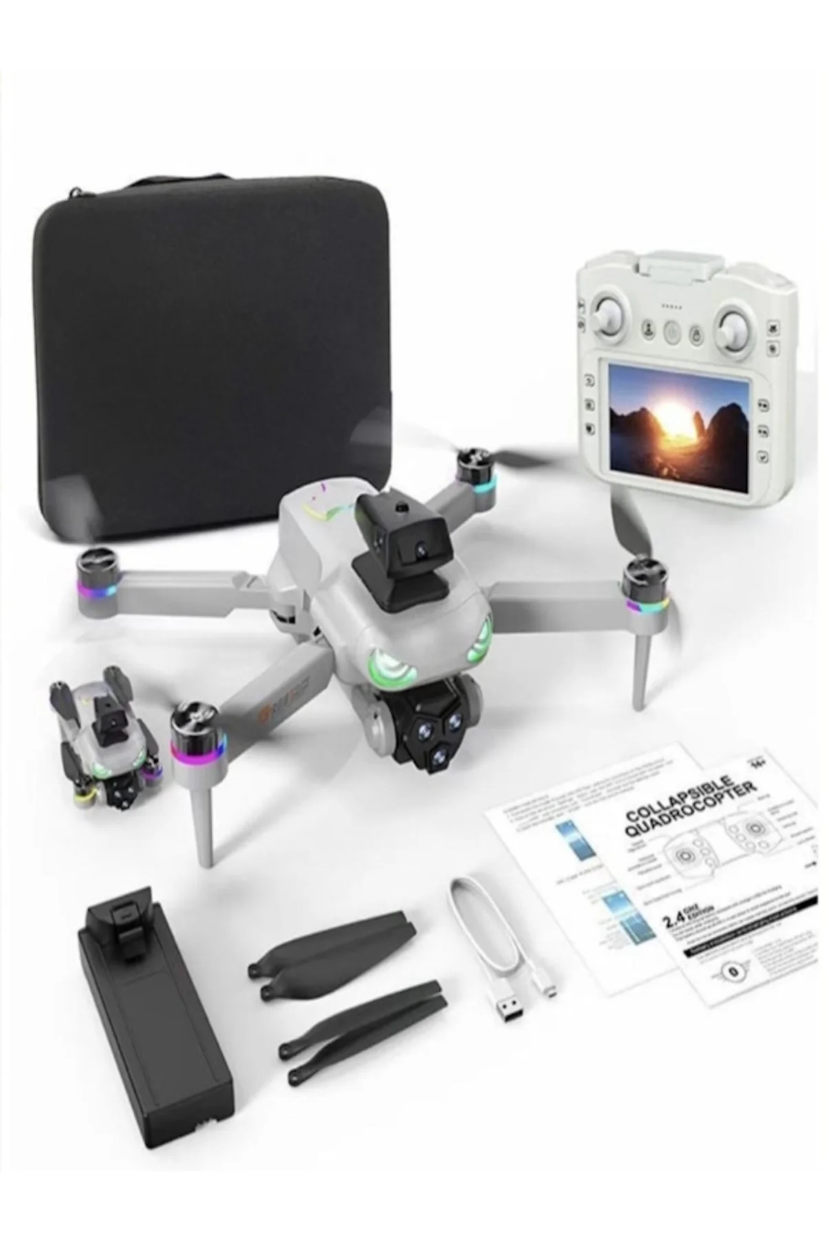 R08 KUMANDADAN EKRANLI DRONE KULAKLIK VE AKILLI BILEKLIK HEDIYELI