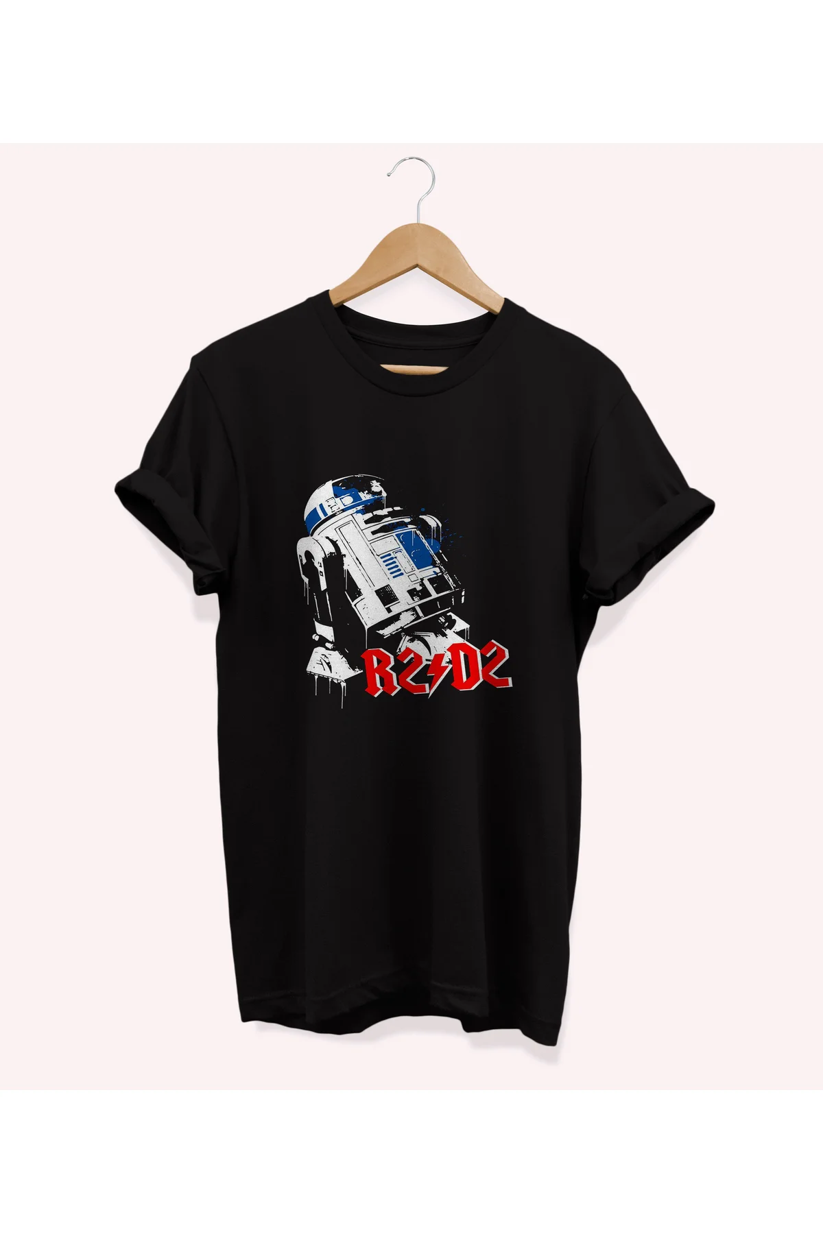 , R2D2 Baskılı, %100 Pamuk, Bisiklet Yaka, Normal Beden Tişört, B