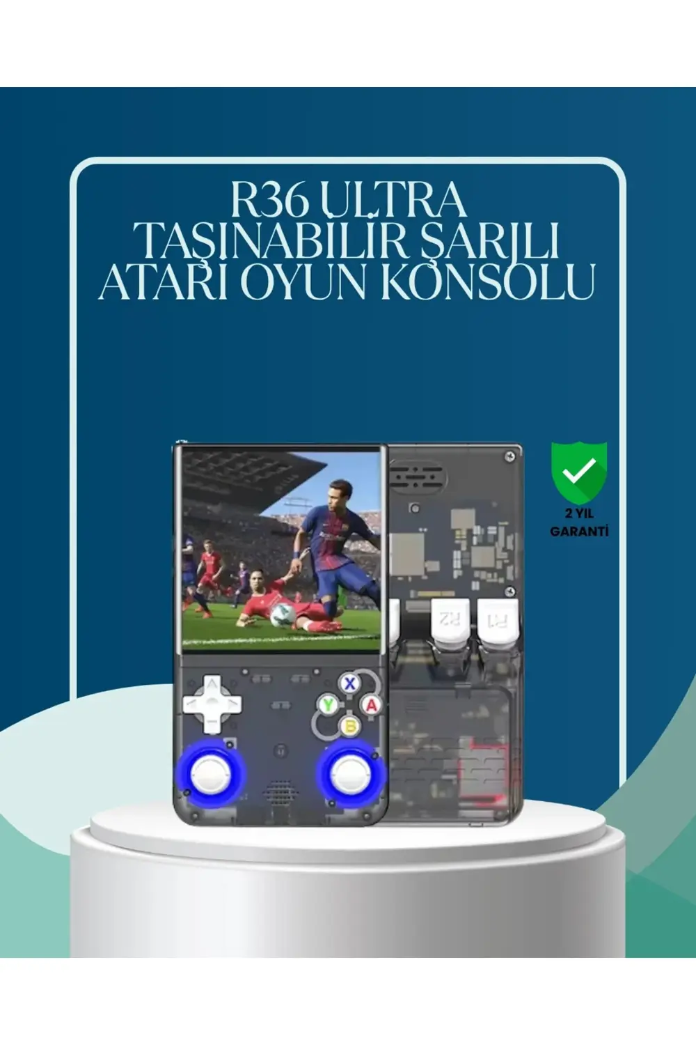 R36 Ultra Çift Joystickli Retro Oyun Konsolu 2500mAh Bataryalı