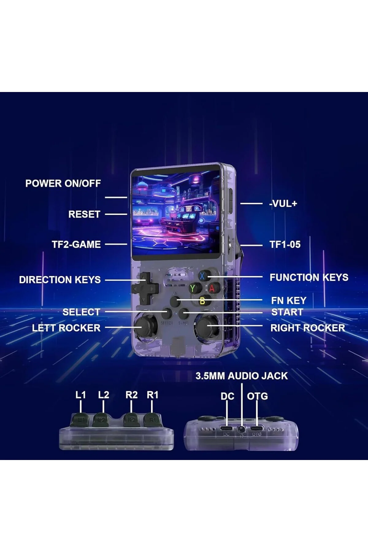 R36S Retro El Oyun Konsolu, 3,5 inç IPS Ekran, 64g TF Kartı, 10.0