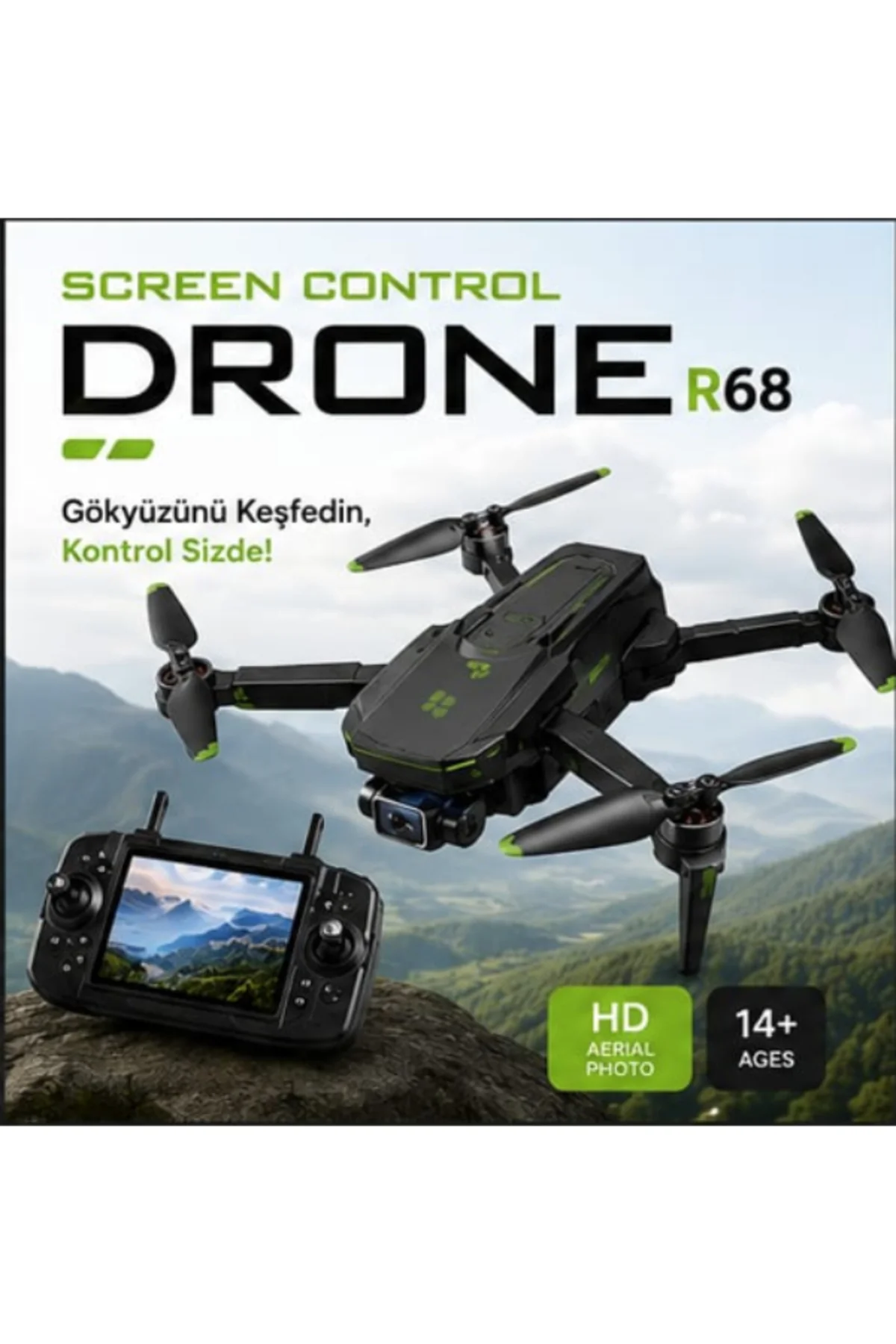 R68 büyük Ekran Kumandalı Drone HD Kameralı 360° Engel Sensörlü 2