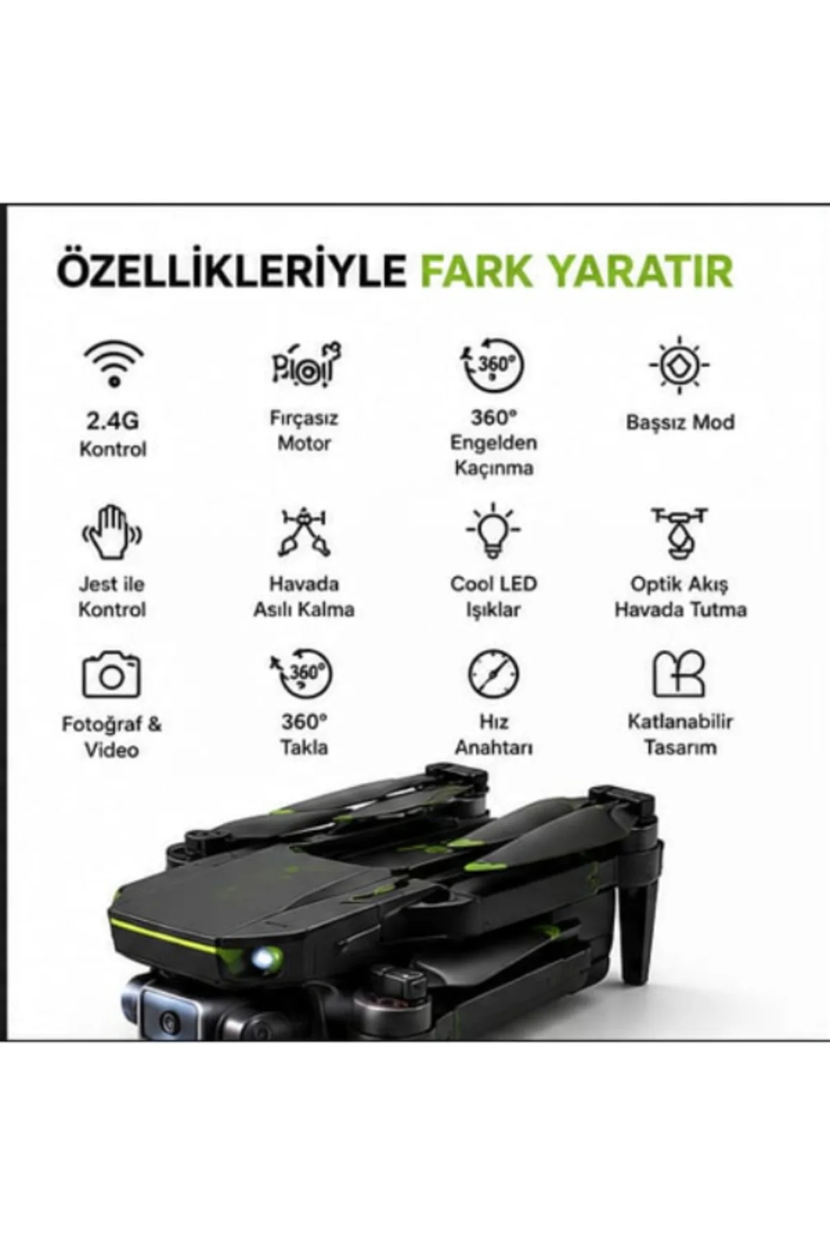 R68 büyük Ekran Kumandalı Drone HD Kameralı 360° Engel Sensörlü 2