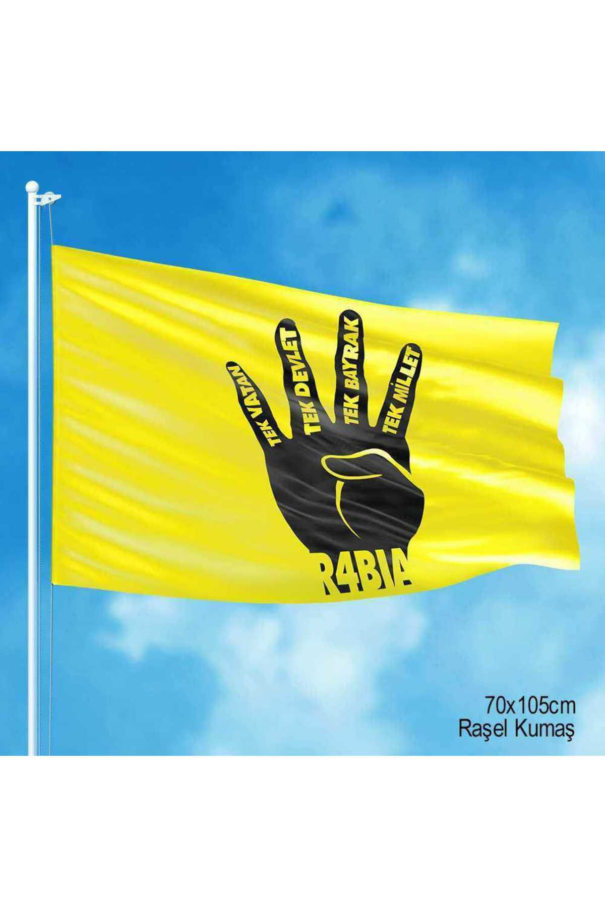 Rabia -(Tek Vatan -Devlet -Bayrak -Millet ) Bayrağı -70x105cm