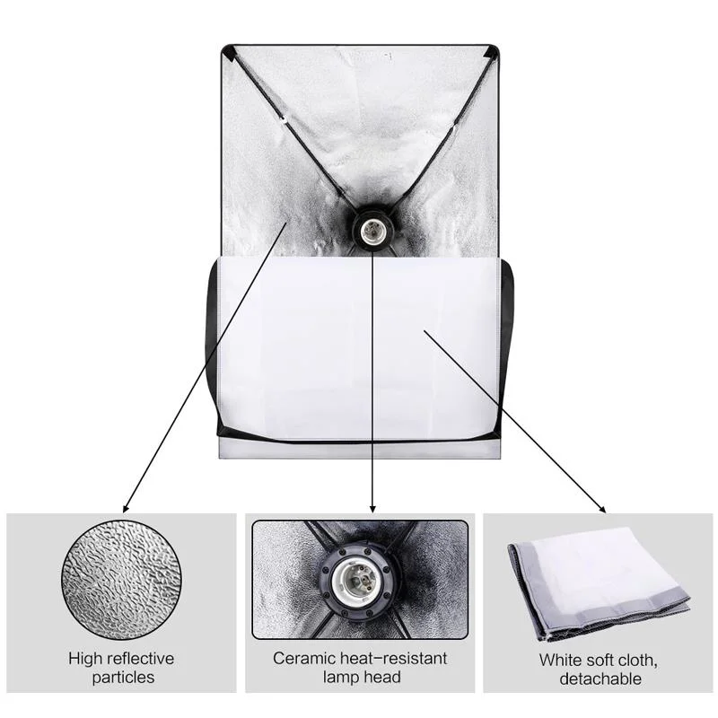 Rabsev 2'li Softbox Aydınlatma Seti 50x70 cm 2 Metre Işık Ayağı F