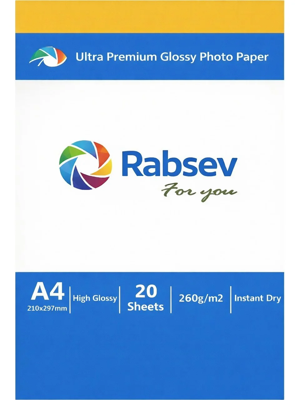 Rabsev Fotoğraf Kağıdı A4 Parlak 260gr ( 1 Paket 20 Adet )