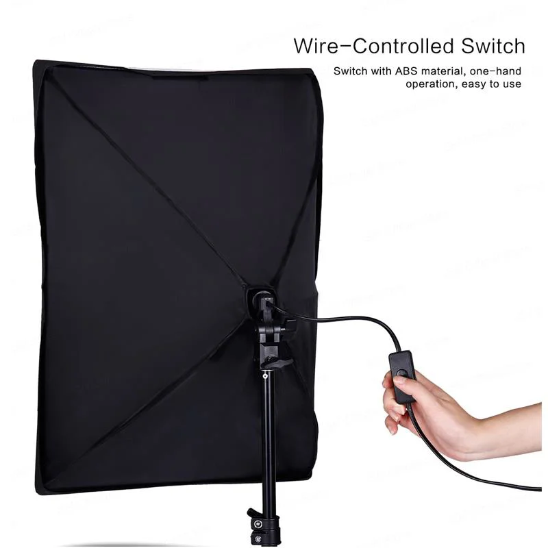Rabsev Softbox Aydınlatma Seti 50x70 cm 2 Metre Işık Ayağı Fotoğr
