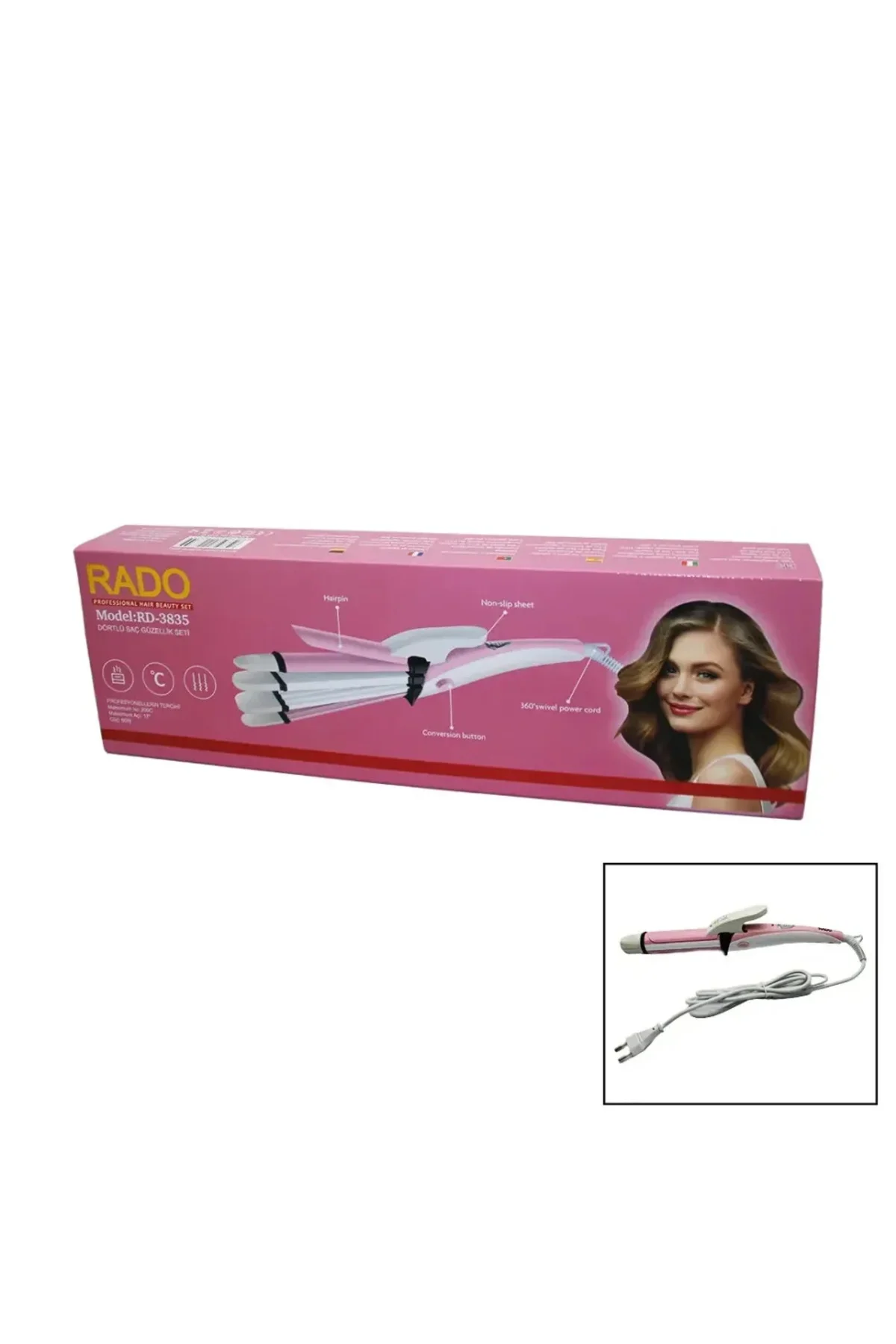 Rado RD-3835 Şekillendirici Saç Güzellik Seti - 4&amp;apos;lü, 60W GO-53-vice 00451