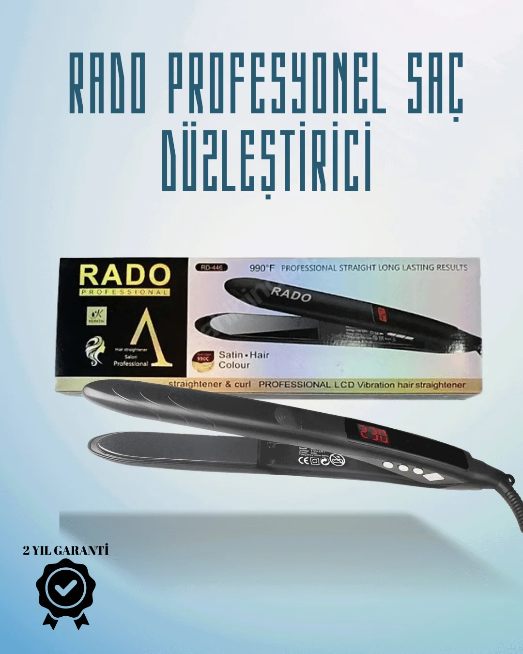 Rado RD-446 Seyahat Dostu Saç Düzleştirici – Güvenlik Kilidi ve T
