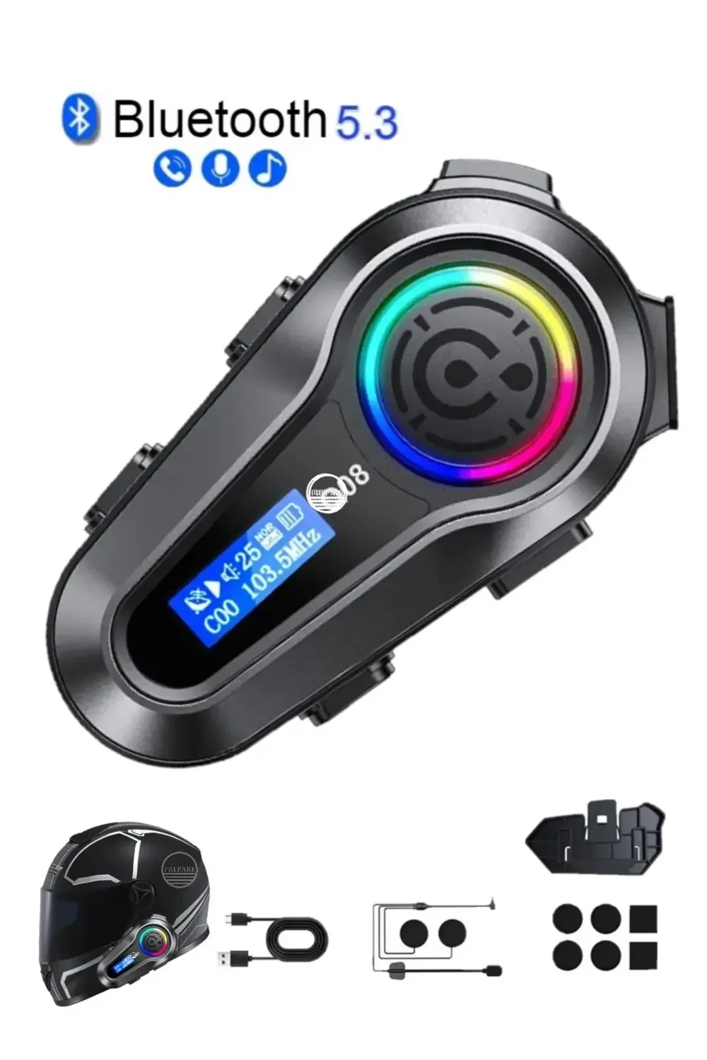 Radyo Özellikli Kask Kulaklık Q-08P Su Geçirmez Bluetooth Motosik