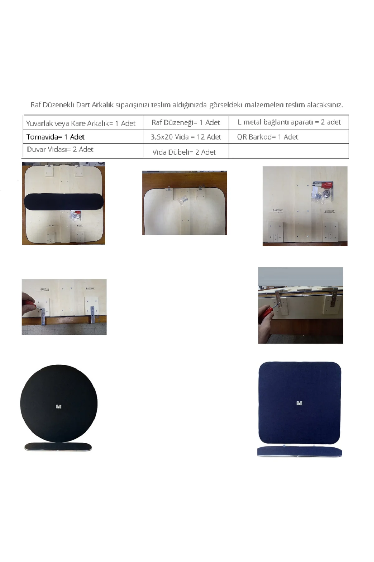 Raf Düzenekli Dart Arkalık. Yuvarlak Siyah. 72cm Çap. - Görsel 7
