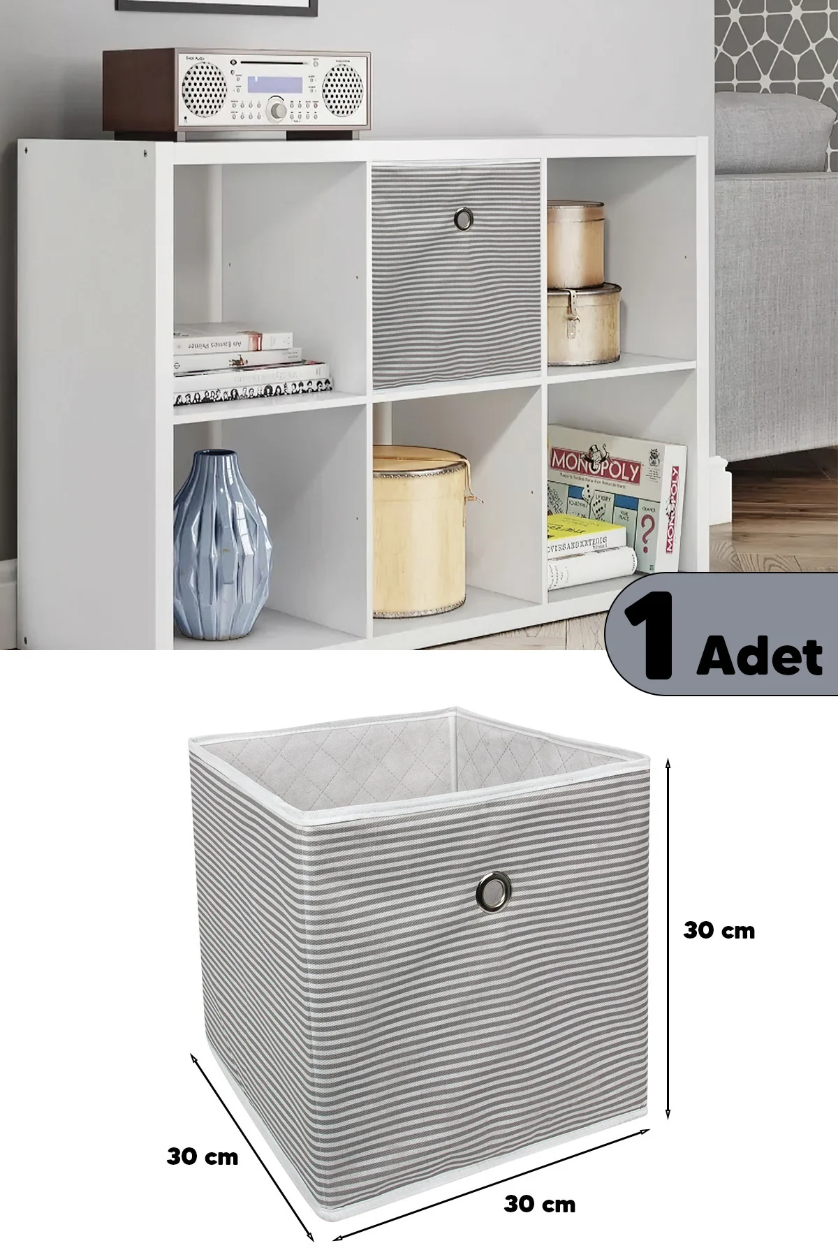 Raf Organizer Saklama Kutusu Gri 30 X 30 X 30