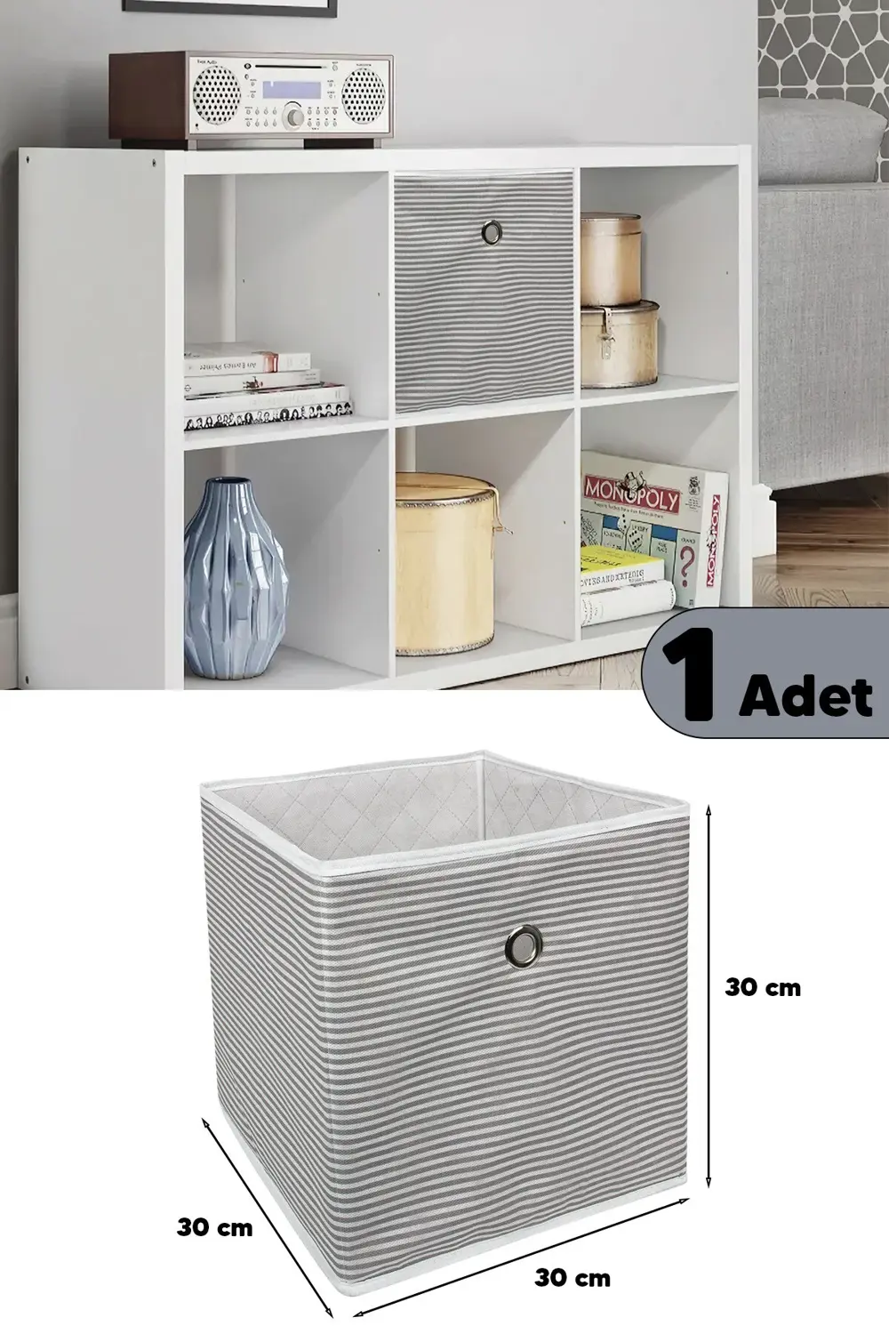 Raf Organizer Saklama Kutusu Gri 30 X 30 X 30