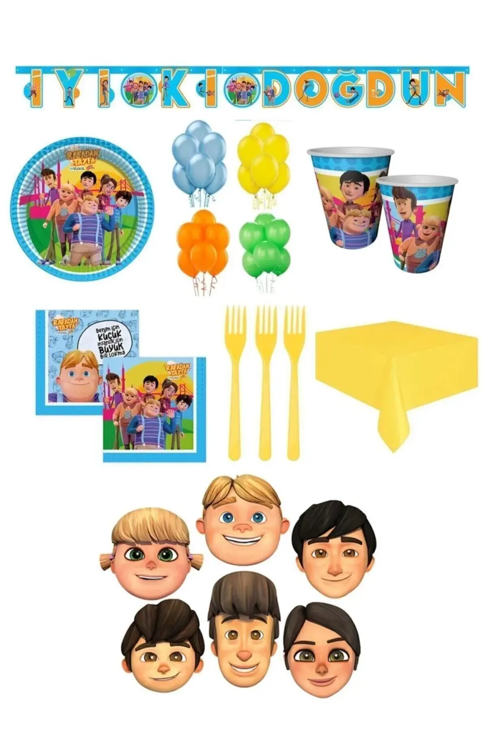 Rafadan Tayfa 16 Kişilik Maskeli Doğum Günü Parti Seti