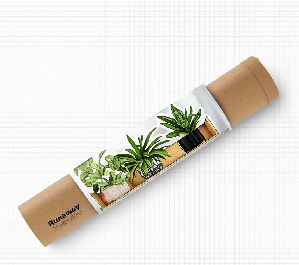 Raflı Bitki Tasarımlı Yapışkanlı Sticker 20*30 cm 3lü Set