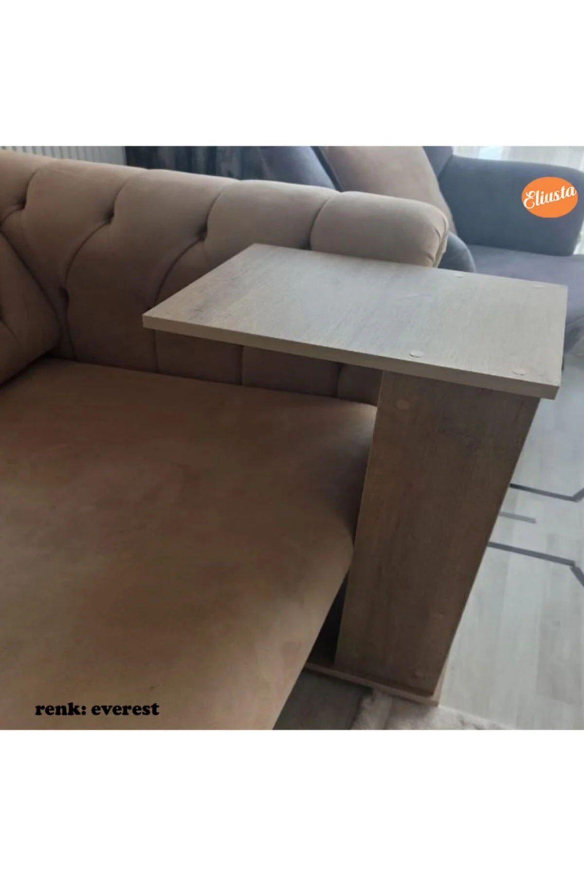 Raflı C Yan Sehpa Koltuk Yanı Tekerlekli Sehpa Çok Amaçlı