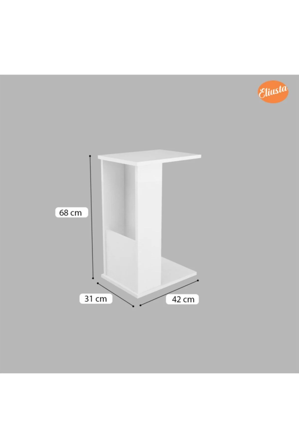 Raflı C Yan Sehpa Koltuk Yanı Tekerlekli Sehpa