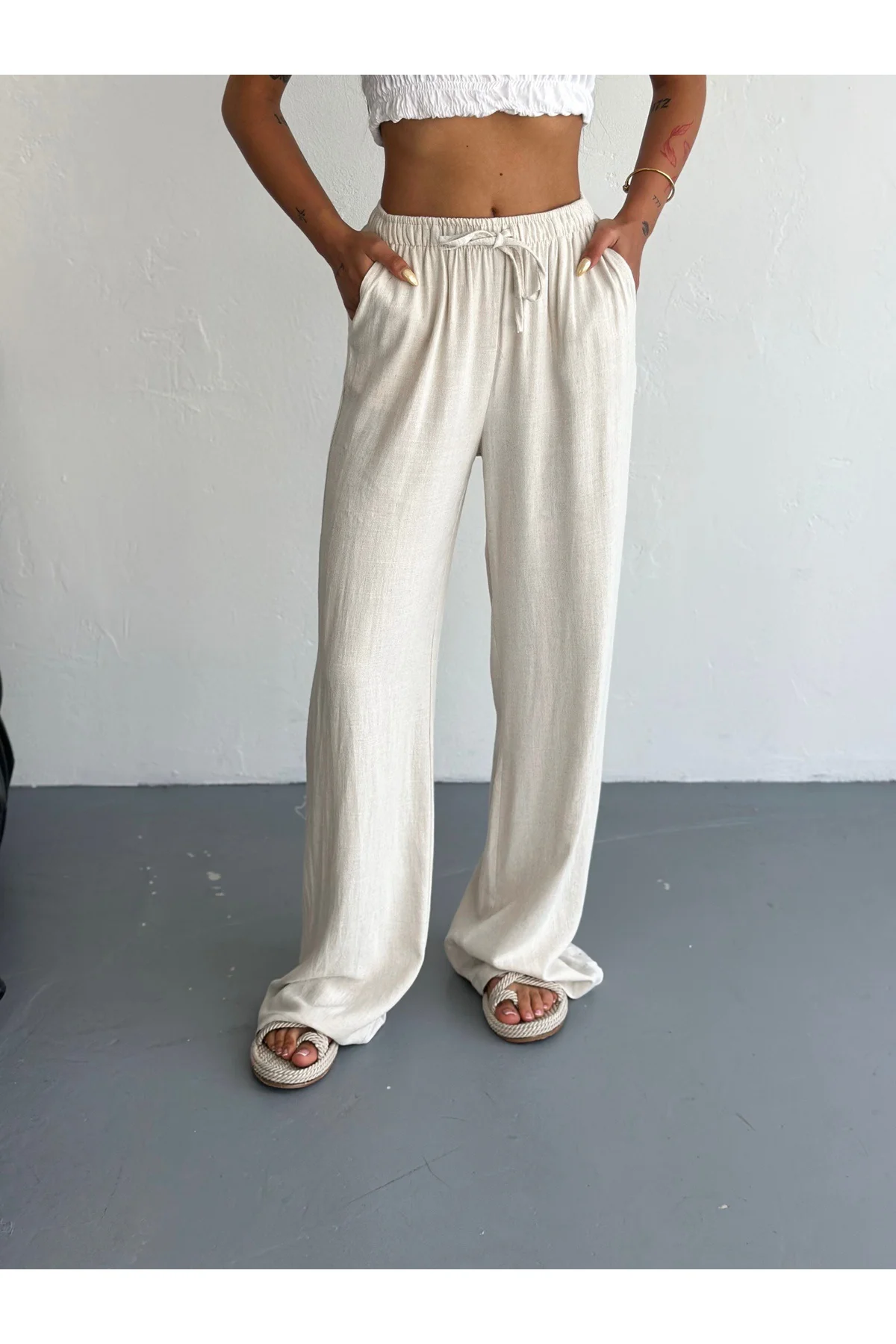 Rahat Kalıp Basic Keten Pantolon
