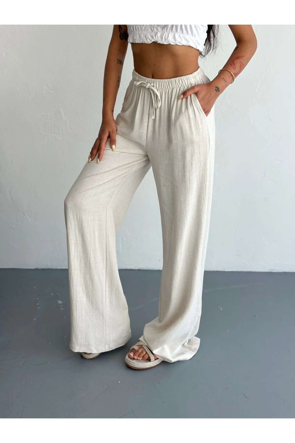 Rahat Kalıp Basic Keten Pantolon