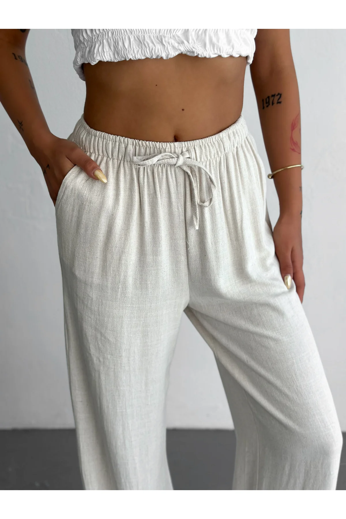 Rahat Kalıp Basic Keten Pantolon