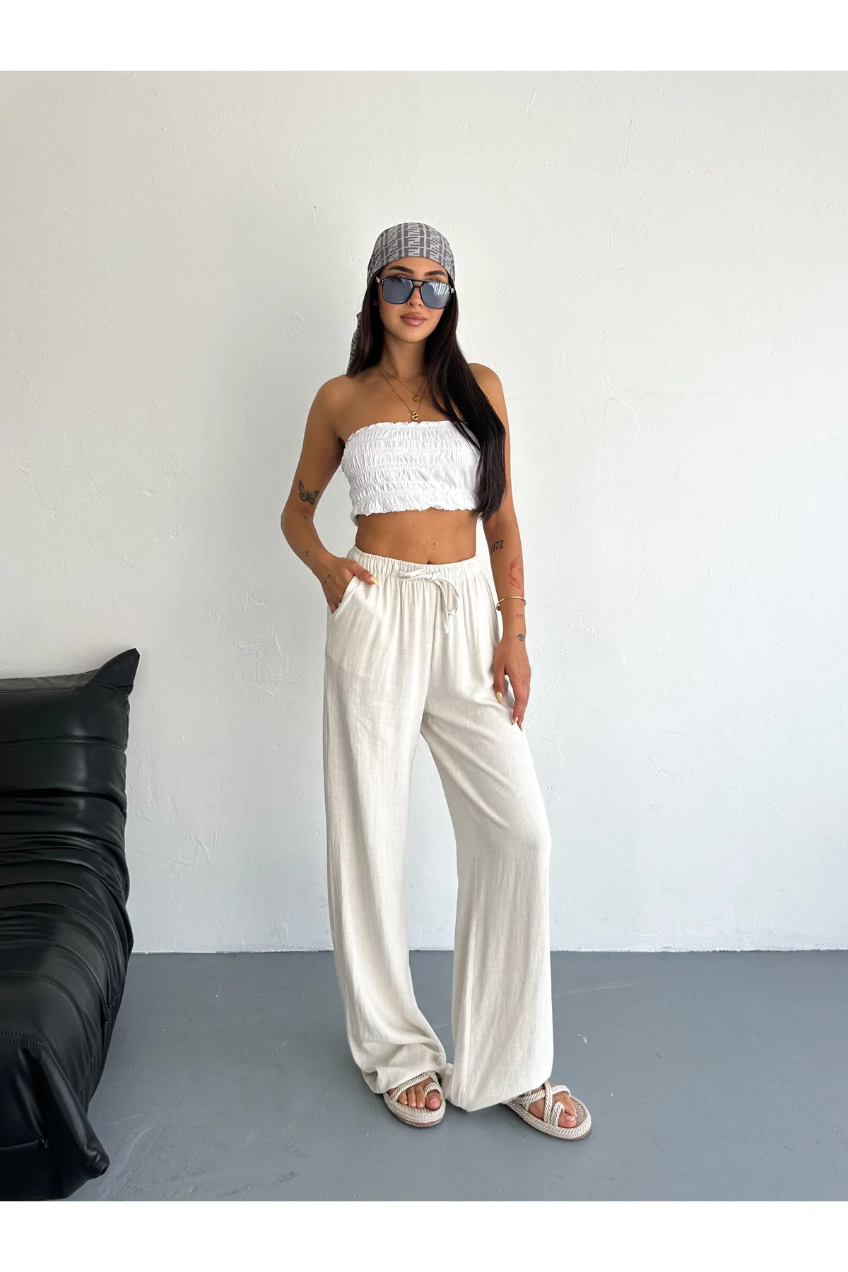 Rahat Kalıp Basic Keten Pantolon