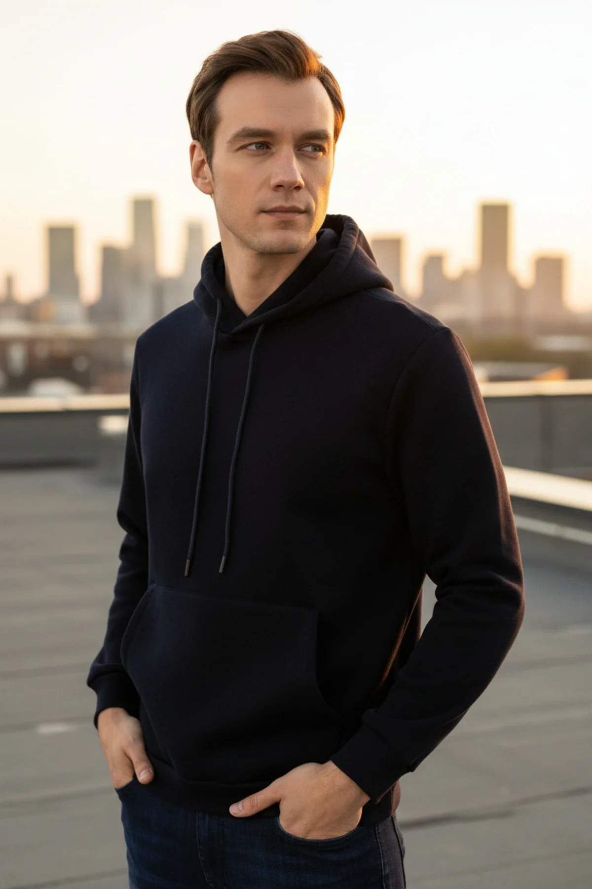 Süvari Kapüşonlu Yaka Regular Kalıp Düz Bej Sweatshirt