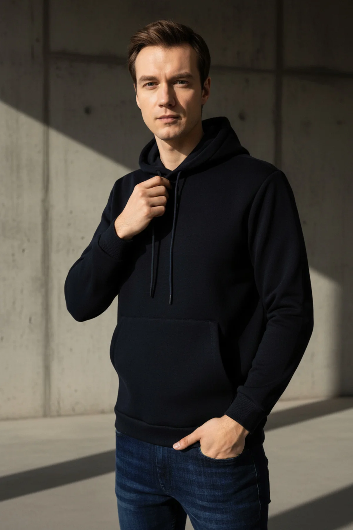 Süvari Kapüşonlu Yaka Regular Kalıp Düz Bej Sweatshirt