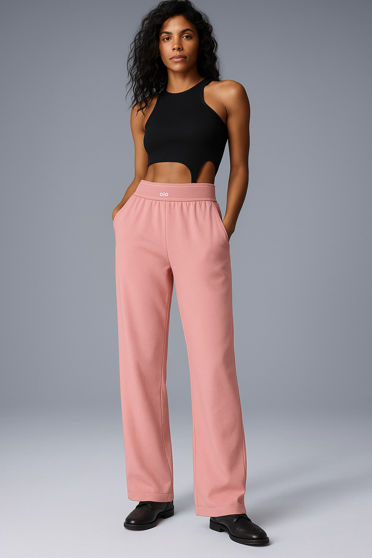 Rahat Kalıp Jogger Palazzo Pantolon-Pembe