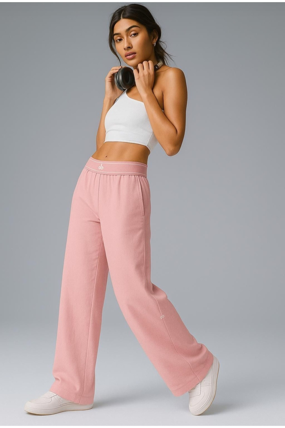 Rahat Kalıp Jogger Palazzo Pantolon-Pembe