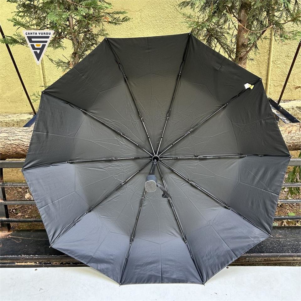 Çanta Yurdu Rainwalker Tam Otomatik 10 Telli Şemsiye Düz Siyah