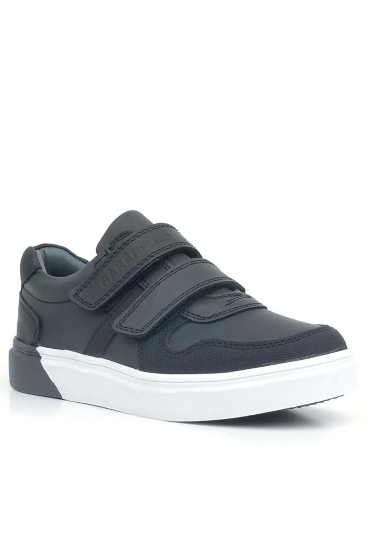Rakerplus 3751-SGN Siyah Beyaz % 100 Hakiki Deri Cırtlı Erkek Çocuk Sneaker Günlük