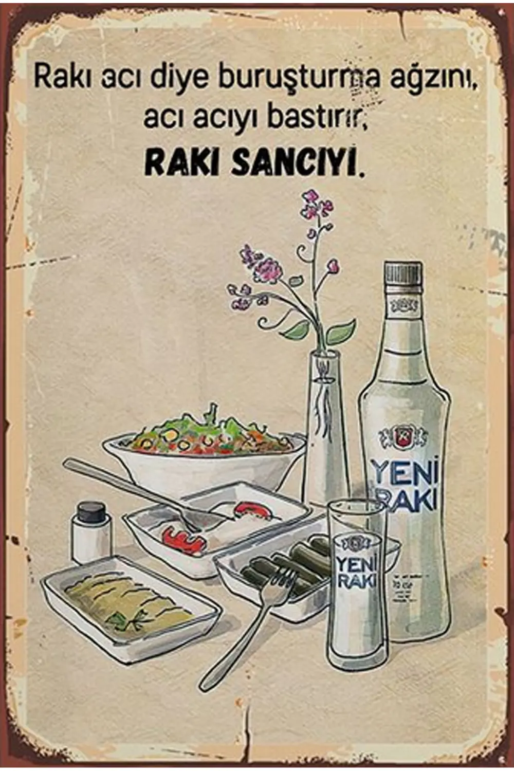 Rakı   Tasarımlı Ahşap Poster